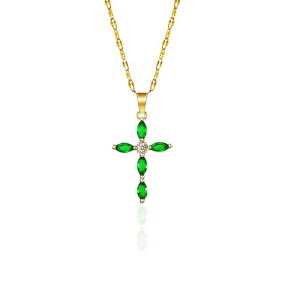 Esmeralda Cross Colar | Ouro