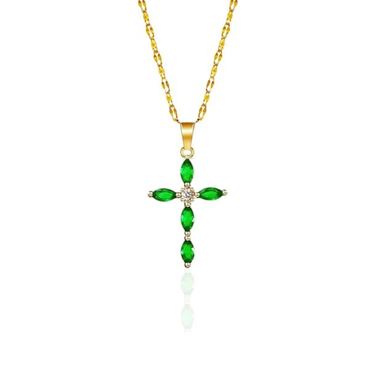 Esmeralda Cross Colar | Ouro